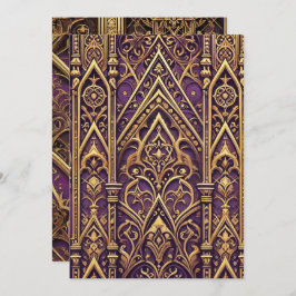 Invitación Patrón gótico del Victoriano Purple & Gold