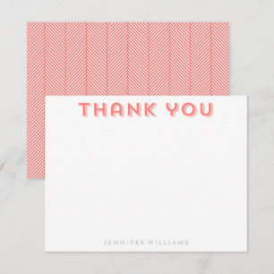 Invitación Patrón Herringbone Coral Gracias Notas