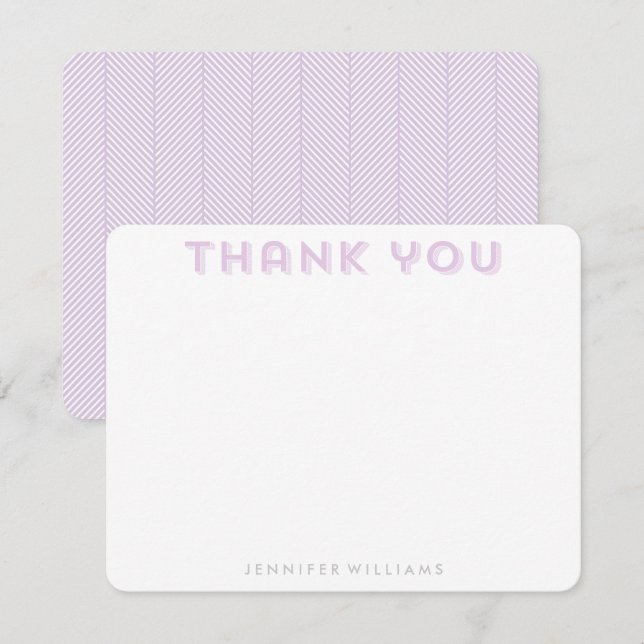 Invitación Patrón Herringbone de Lavender Gracias Notas (Anverso / Reverso)