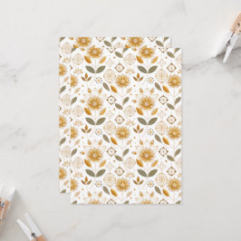 Invitación Patrón ininterrumpido de floral dorada y blanca