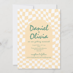 Invitación Patrón mareado ondulado con Boda QR