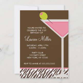 Invitación Patrón Martini Rosa y Zebra