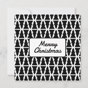 Invitación Patrón minimalista de árbol de Navidad blanco y ne
