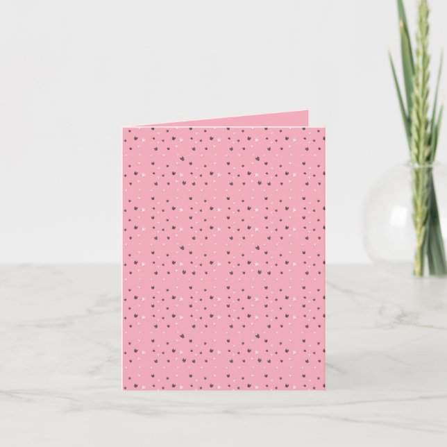 Invitación Patrón Mínimo de Caritas de Gato en Rosa – Pastel  (Anverso)
