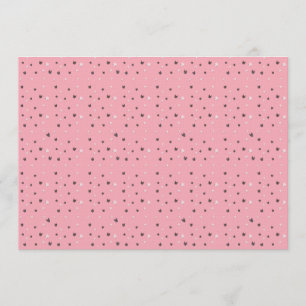 Invitación Patrón Mínimo de Caritas de Gato en Rosa – Pastel 
