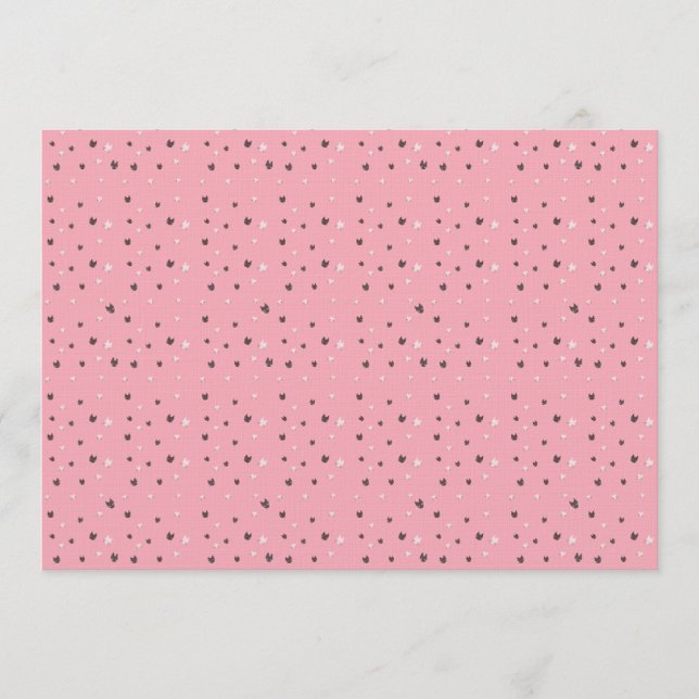 Invitación Patrón Mínimo de Caritas de Gato en Rosa – Pastel  (Anverso)