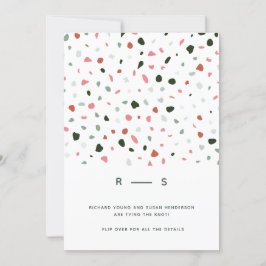 Invitación Patrón minimo moderno Terrazzo Boda rosa verde