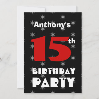Invitación Patrón moderno adolescente negro y blanco