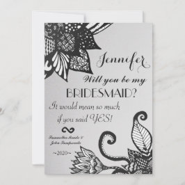 Invitación Patrón moderno de dibujo de ángulo floral blanco y