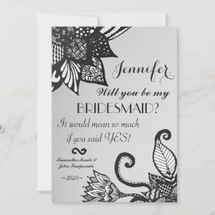 Invitación Patrón moderno de dibujo de ángulo floral blanco y