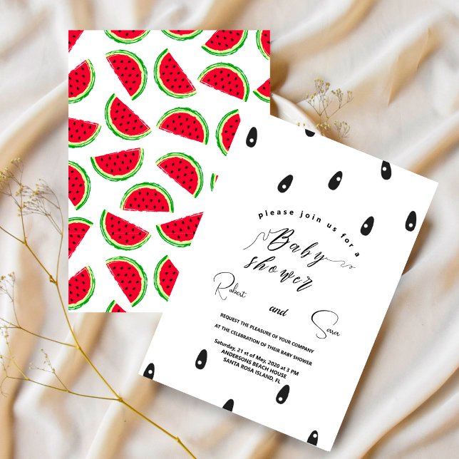 Invitación Patrón moderno de sandía Fiesta de ducha de bebé j (Subido por el creador)