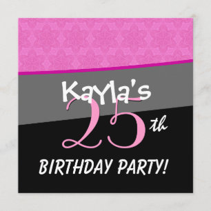 Invitación Patrón moderno estrella de flor rosa y negra