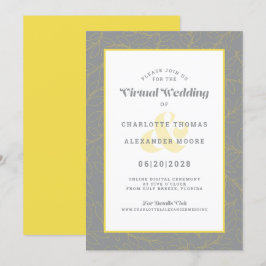 Invitación Patrón moderno virtual en línea amarillo gris para