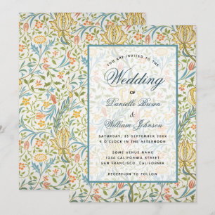 Invitación Patrón Morris de boda floral Elegante escritura