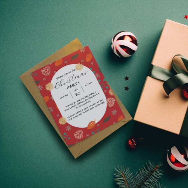 Invitación Patrón Navideño Rústico de la Naturaleza (Subido por el creador)