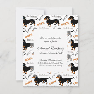 Invitación Patrón negro y tan dachshund