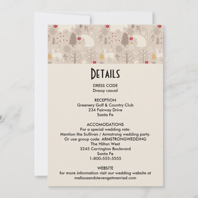 Invitación Patrón nórdico de animales de la Tierra de bosque (Anverso)
