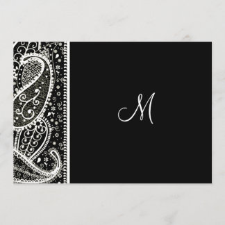 Invitación Patrón Paisley Bl. Y Wh.Invitación a la boda