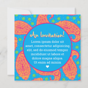 Invitación Patrón Paisley colorido