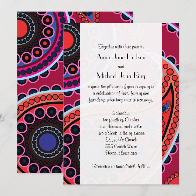 Invitación Patrón Paisley, Paisley persa, Boteh, Boda (Anverso / Reverso)