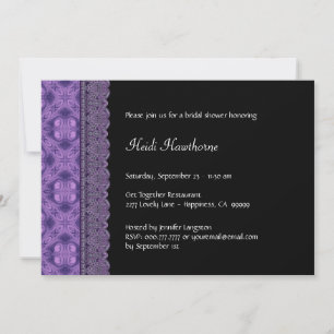 Invitación Patrón púrpura y ducha de novia en encaje