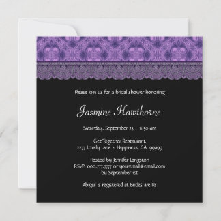 Invitación Patrón púrpura y ducha de novia en encaje