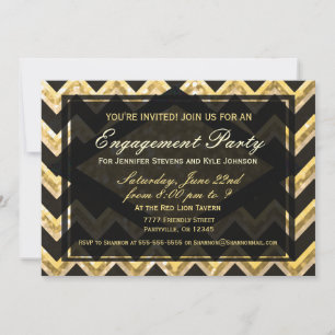 Invitación Patrón Purpurina Chevron moderno
