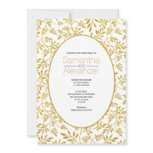 Patrón purpurina dorado de hojas boda rectangular