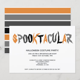 Invitación Patrón rayado de Fiesta Spooktacular de Halloween
