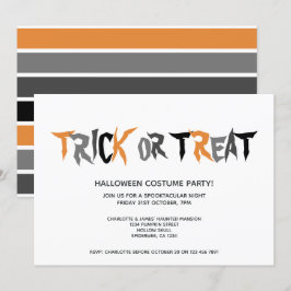 Invitación Patrón rayado de halloween o truco de tratante