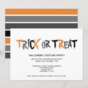 Invitación Patrón rayado de halloween o truco de tratante