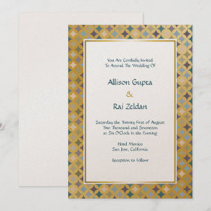 Invitación Patrón real de diamantes marroquíes en oro
