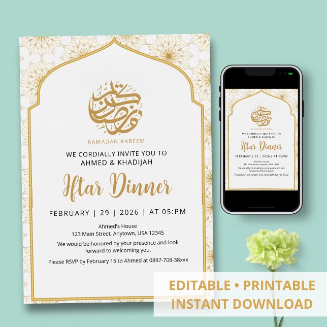 Invitación Patrón Real de Mandala Dorada para Iftar de Ramada (Subido por el creador)