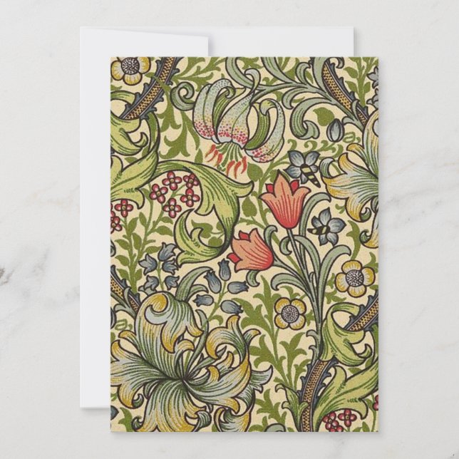 Invitación Patrón restaurado de William Morris Golden Lily (Anverso)