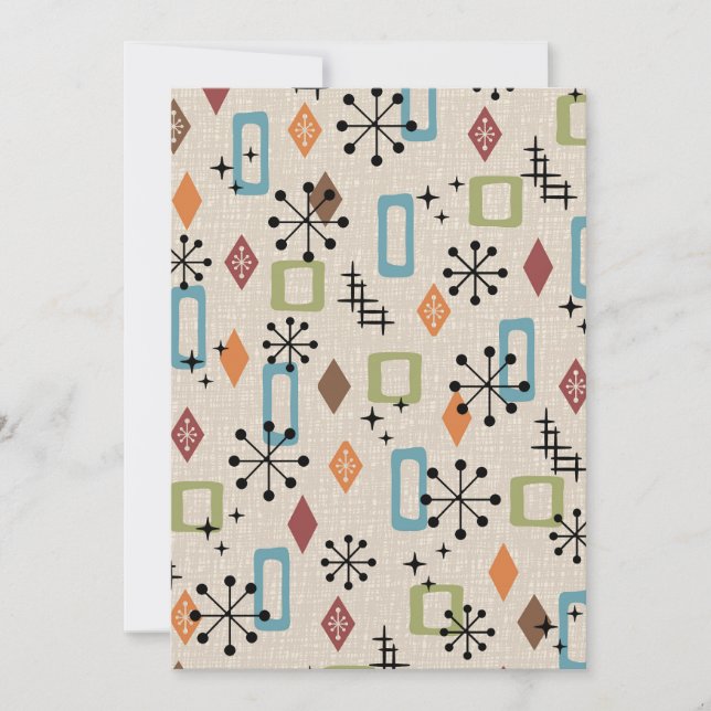 Invitación Patrón retro de resumen atómico moderno de mediado (Anverso)