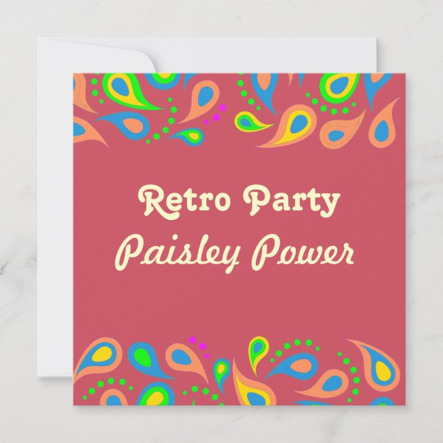 Invitación patrón retro fiesta-paisley (Anverso)