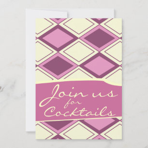 Invitación Patrón retro moderno preppy pastel rosado argyle