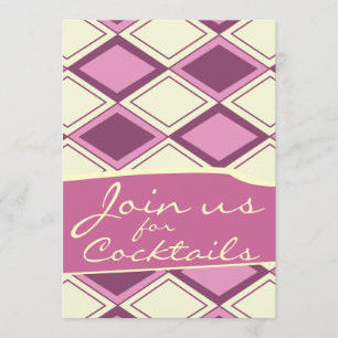 Invitación Patrón retro moderno preppy pastel rosado argyle