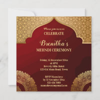 Patrón rojo y oro árabe mandala mehndi indio
