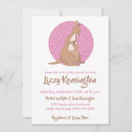 Invitación Patrón rosa canguro bebé niña ducha