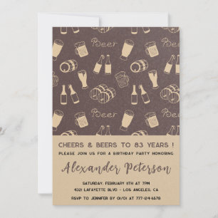 Invitación Patrón rústico adulto cerveza hombres cumpleaños 8