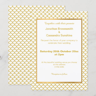INVITACIÓN PATRÓN SIMPLE Y ELEGANTE DE ESCALA MERMAID DE ORO