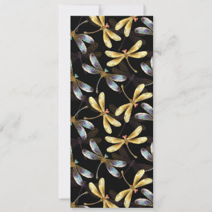 Invitación Patrón sin foco con Dragonflies dorados