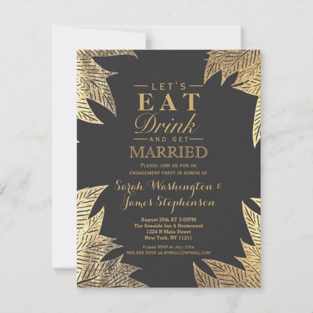 Invitación Patrón trendy elegante de imitación de oro dibujad (Anverso)