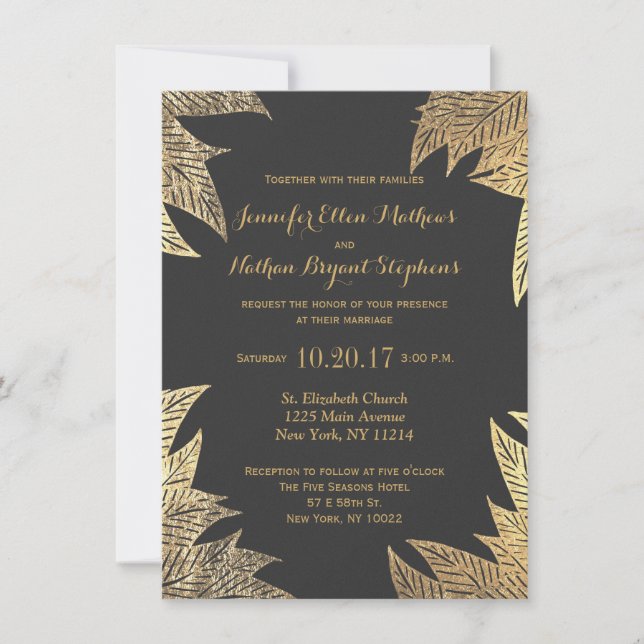 Invitación Patrón trendy elegante de imitación de oro dibujad (Anverso)