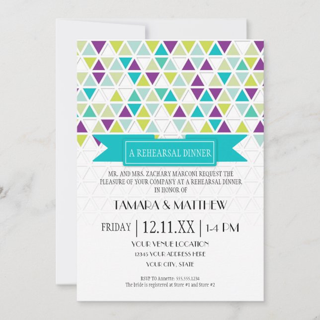 Invitación Patrón triangular de estilo de molde geométrico tr (Anverso)