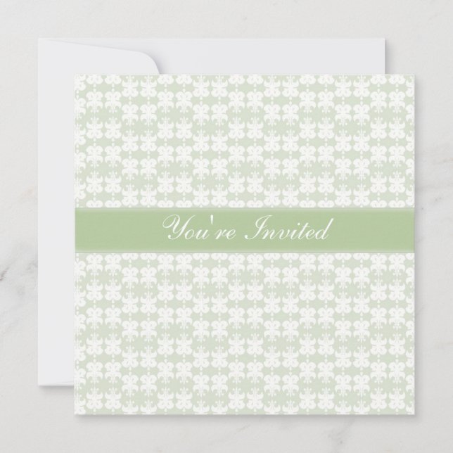 Invitación Patrón verde pálido de bonito (Anverso)
