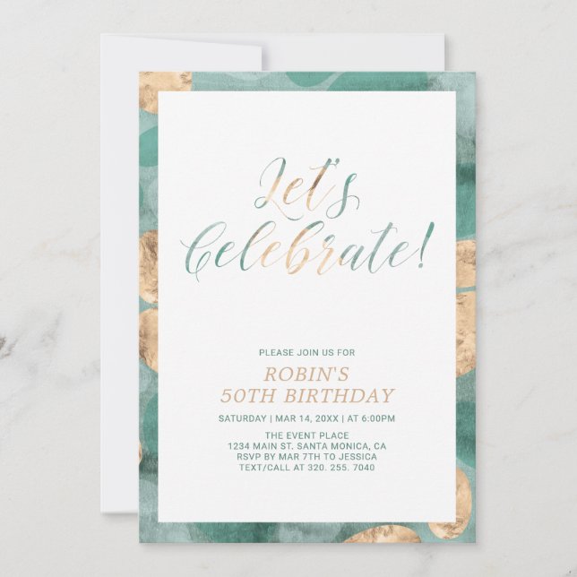 Invitación Patrón verde simple moderno fiesta de cumpleaños p (Anverso)