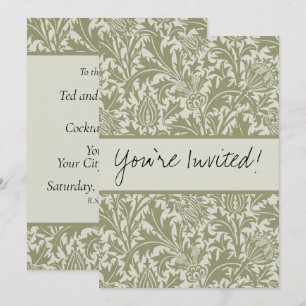 Invitación Patrón verde William Morris Thistle Sage