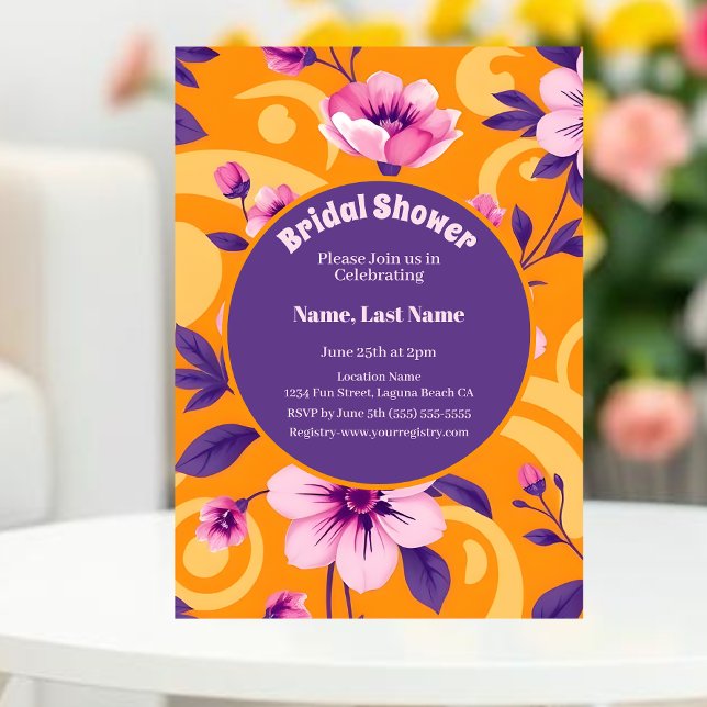 Invitación Patrón vibrante de la flor de verano - Vestido de  (Vibrant Summer Flower Pattern – Dopamine Dressing-Bridal Shower Invitation )